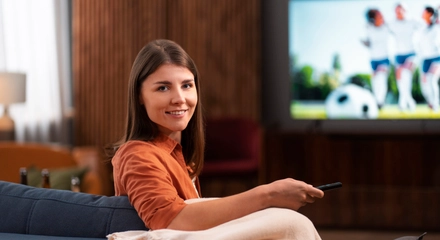 Medium shot woman watching sports