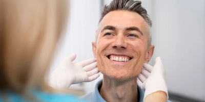 Close up doctor checking man