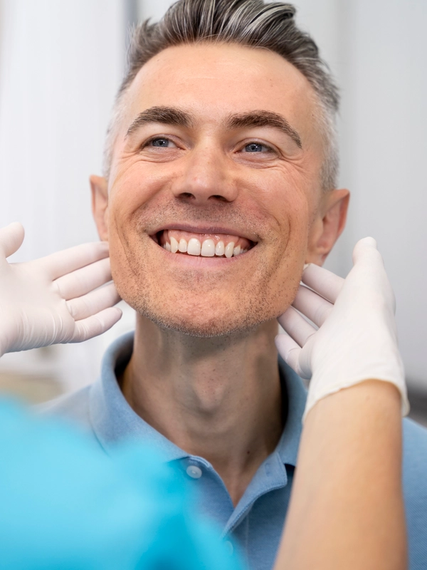 Close up doctor checking man