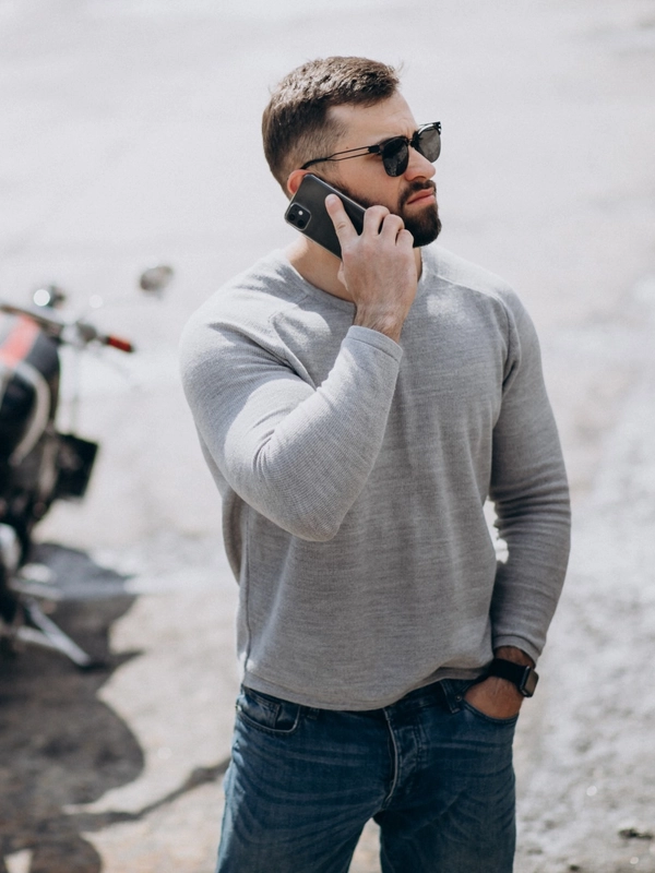 Young handsome man motorcycle travelling